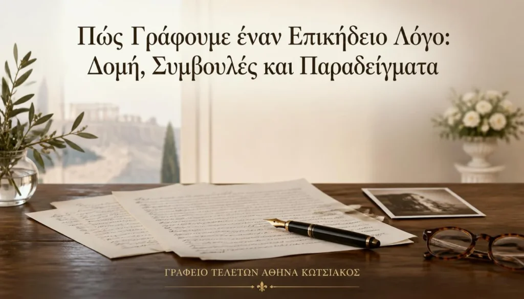 Επικήδειος λόγος γραμμένος σε χαρτί για αξιοπρεπή και προσωπικό αποχαιρετισμό