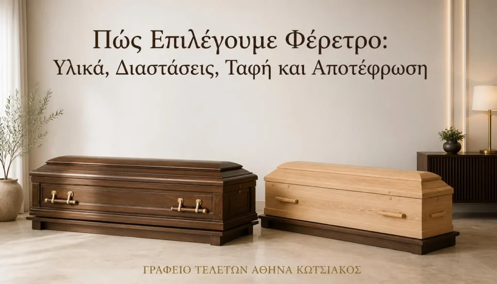 Επιλογή φέρετρου με ξύλινα μοντέλα για ταφή και αποτέφρωση στην Αθήνα
