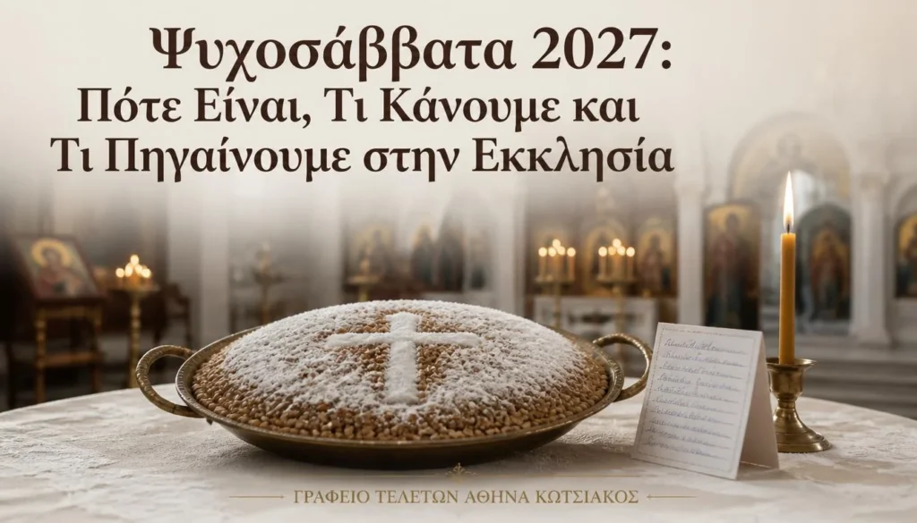 Ψυχοσάββατα 2027 με κόλλυβα, κερί και ονόματα κεκοιμημένων σε ορθόδοξη εκκλησία