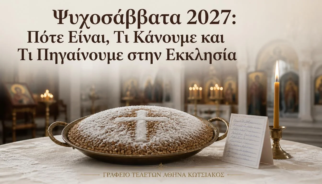 Ψυχοσάββατα 2027 με κόλλυβα, κερί και ονόματα κεκοιμημένων σε ορθόδοξη εκκλησία